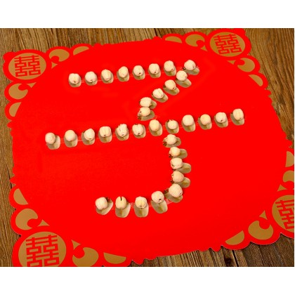 Bed Setting Decoration With Red Dates, Lotus, Peanut and Logan 婚床装饰早生贵子模板 + 四种干果